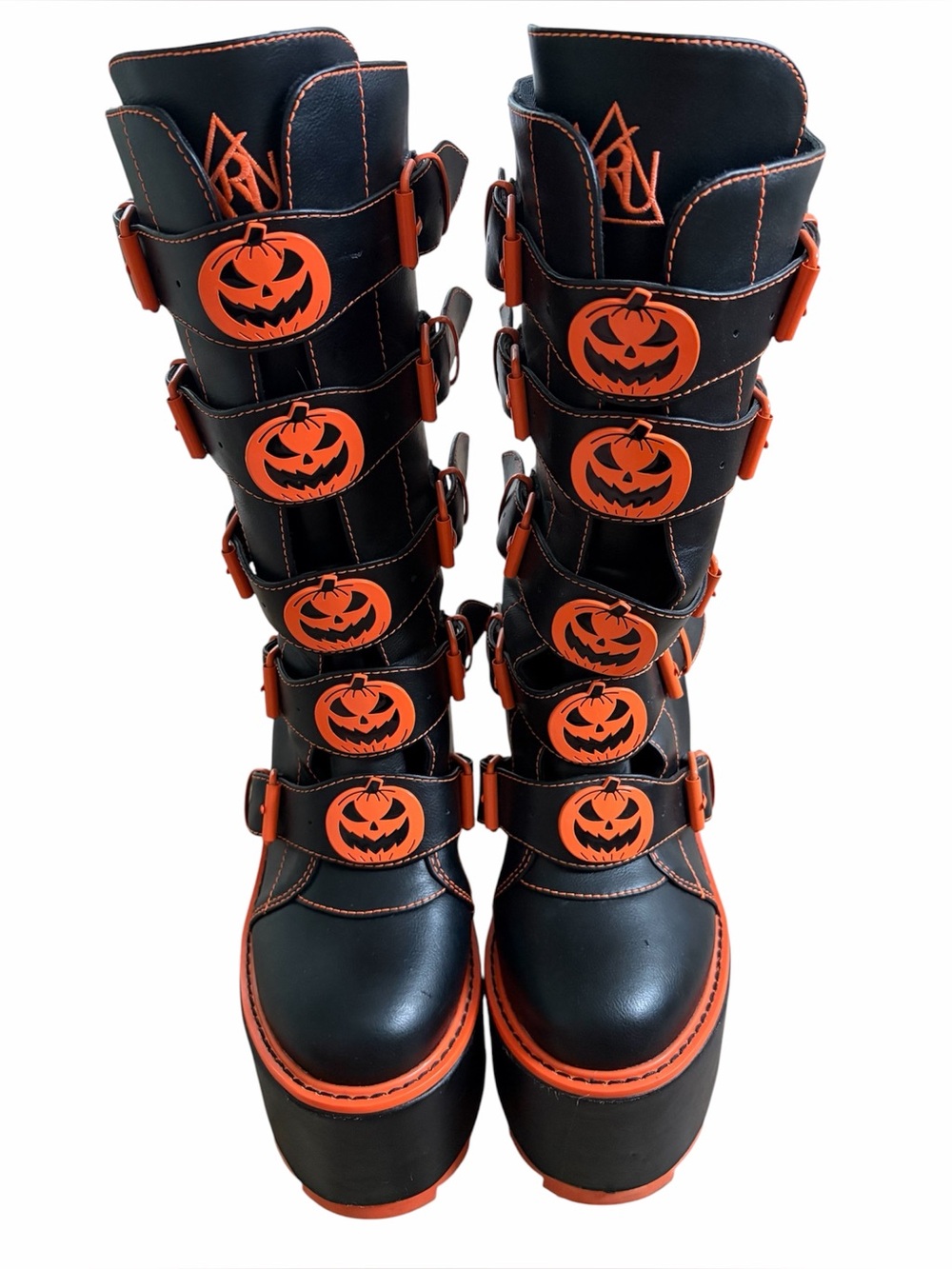 Dolls Kill YRU Dune Jack O Lantern Platform Boots Size 10 Halloween Cosplay